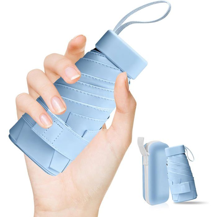 Parapluie Anti Uv Upf 50+Mini Parapluie De Poche 6 NervuresPetit Umbrell Mit Capsule Portable Compact Pour Hommes Et FemmesPour