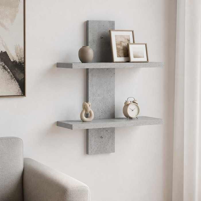 ELORAN®Étagère Murale - Gris béton - 30x13 5x43 cm - Bois dingénierie - Meuble Étagère Moderne_00254253