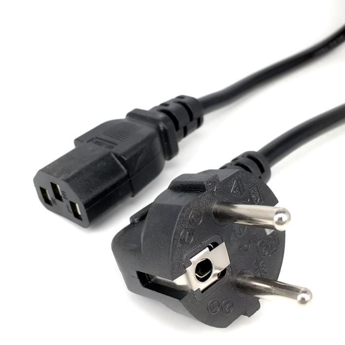 Rallonge Prise Euro Avec Interrupteur - Câble Plat 3M - Type C Vers Type C - 2,5A 250V - Pour TV, PC