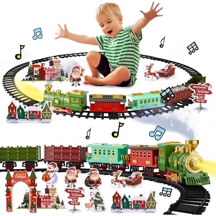 Circuit Train Électrique Enfant 140 Pièces - Jouet Avec Voies Ferrées Et Voitures - Cadeau Garçons Filles 2-6 Ans