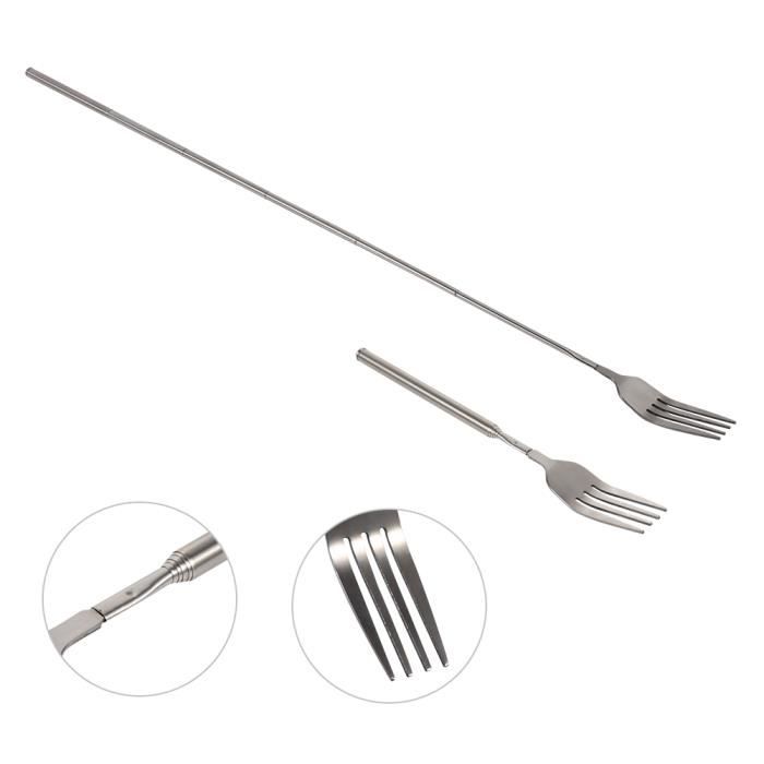 Fourchette Télescopique Barbecue - Acier Inoxydable, Longueur Réglable 22-64cm, Idéale Pour BBQ Et Repas En Extérieur