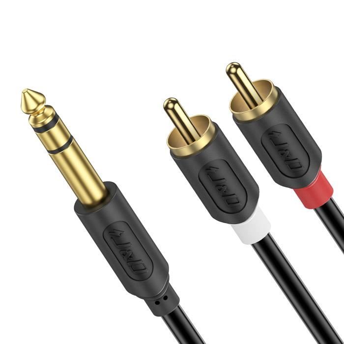 Câble Audio J&D 3.5mm Femelle Vers 2 RCA Mâle - 0.9m | Plaqué Or | Pour Ampli, Enceintes, Home Cinema