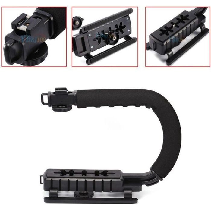 support de poignée de stabilisateur vidéo en forme de C pour caméra SLR DV 25 X 21cm noir