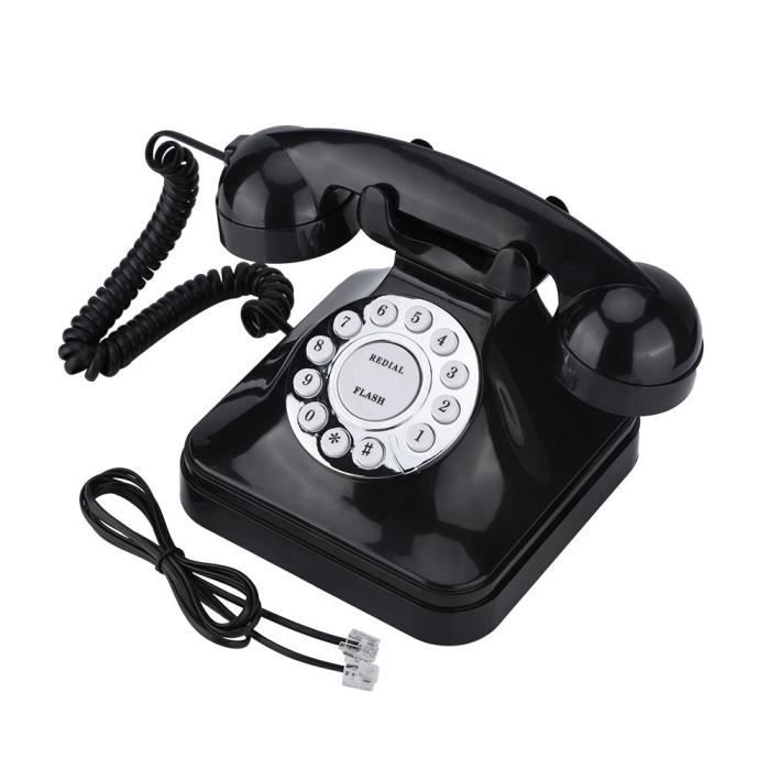 Téléphone fixe vintage rétro de maison en plastique multifonction noir  WX-3011 - Cdiscount Téléphonie