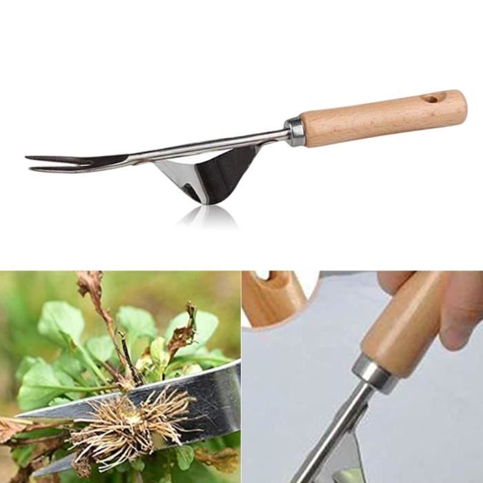 Lot De 2 Outils De Désherbage Manuel En Acier Inoxydable 4 Dents - Extracteur Racines Mauvaises Herbes, Désherbeur Jardin Pelouse Potager