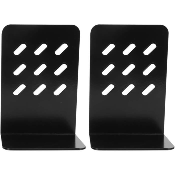 Baroni Home Lot De 2 Serre-Livres En Métal Pour Bibliothèque, Serre Livres Pour Bureau, école, Chambre, Salon, Motif Book, Couleur Noir, 15x9x17 Cm