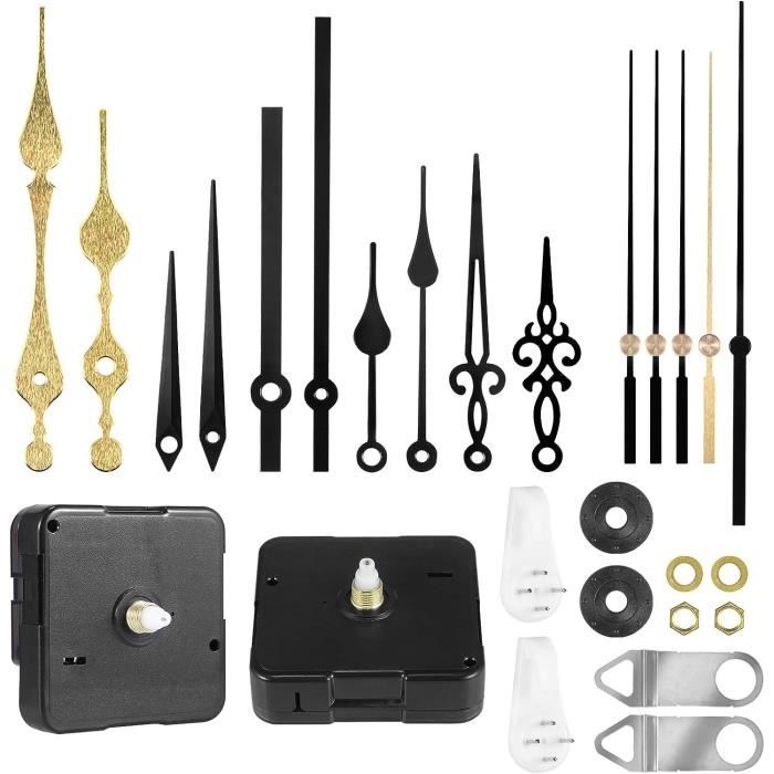 Vegena 6pcs Mécanisme Horloge + 10 Aiguilles - Mouvement Quartz Pour DIY Réparation - Pile AA Non Incluse