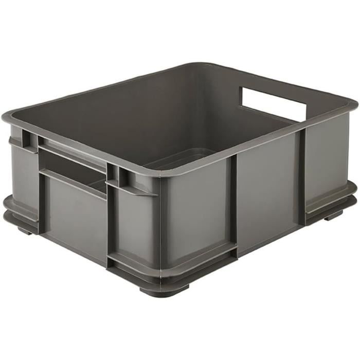 Boîte De Rangement Keeeper 16L Eco Gris - Plastique Recyclé, Poignées, Empilable, Label Ange Bleu