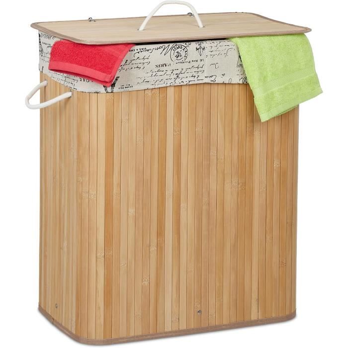 Panier à Linge en Bambou avec Couvercle