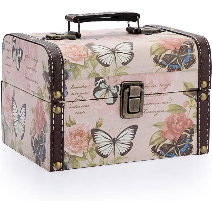 Coffret Trésor Verrouillable En Bois - 16 X 11 X 9 Cm, Serrure à Code, Pour Bijoux, Monnaies Ou Décoration - 10