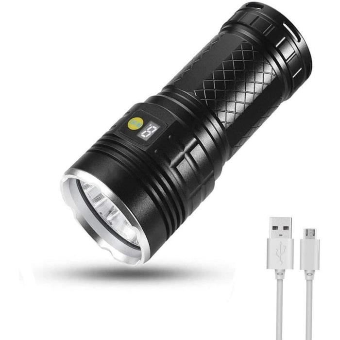 Lampe Torche LED Shustar Rechargeable - Puissante Aluminium Noir - Avec Batterie