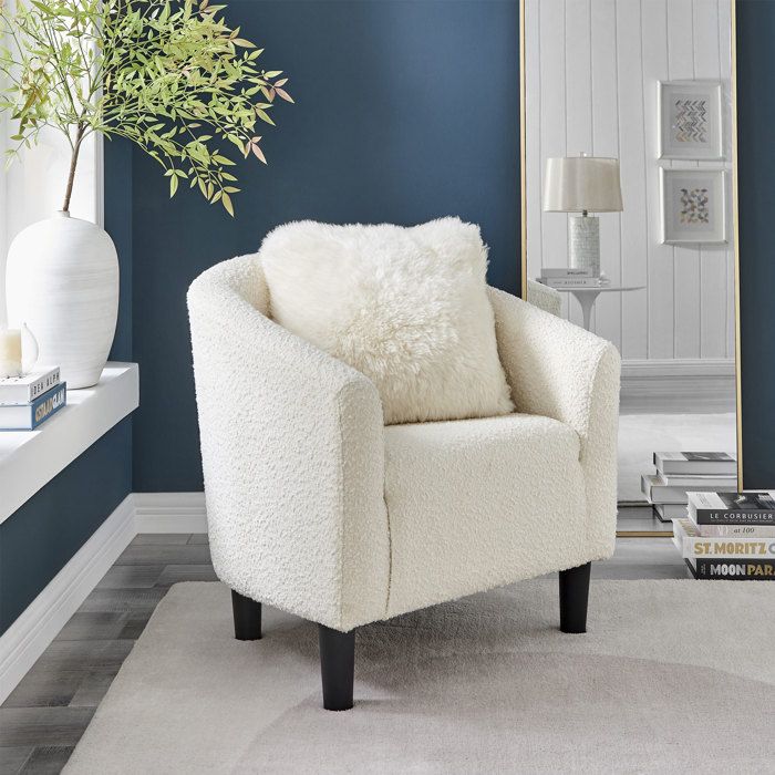 Fauteuil cabriolet en tissu bouclette blanc - SHERPA