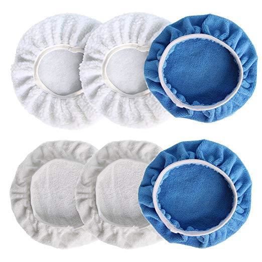 10 Bonnets De Polissage Pour Voiture - 220-250 Mm, Microfibre Et Coton - Pour Polisseuse, Lustrage Auto - 4