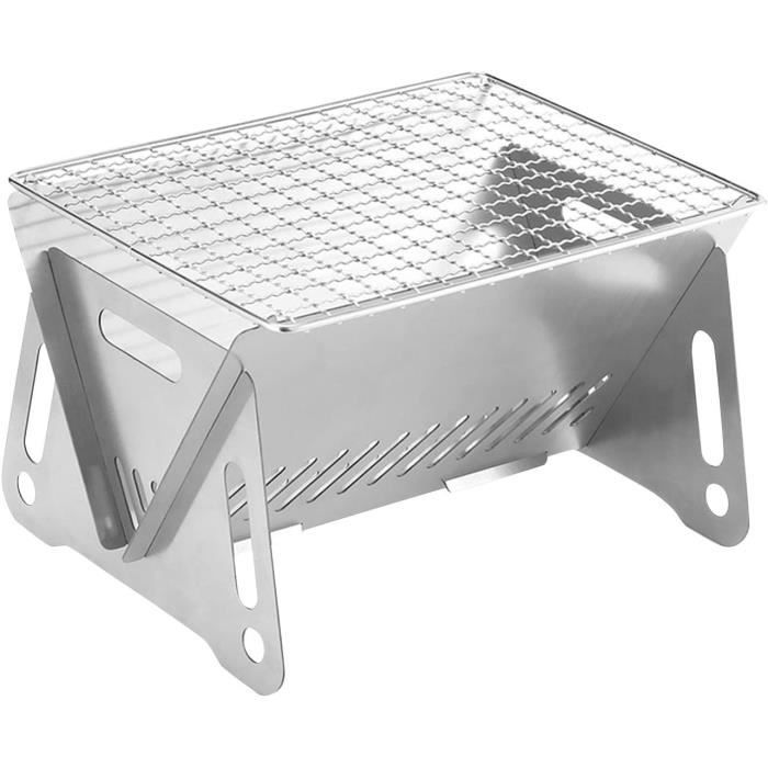 Gril à barbecue pliable en acier inoxydable, brochettes au charbon d'extérieur pour la maison, sans fumée, portable