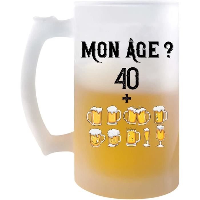 Chope De Biere 50 Ans Mon Age En Pintes Cadeau Idee Anniversaire Fete Des Peres Humour Verre Givre 470 Ml Avec Poignee L778 Cdiscount Maison