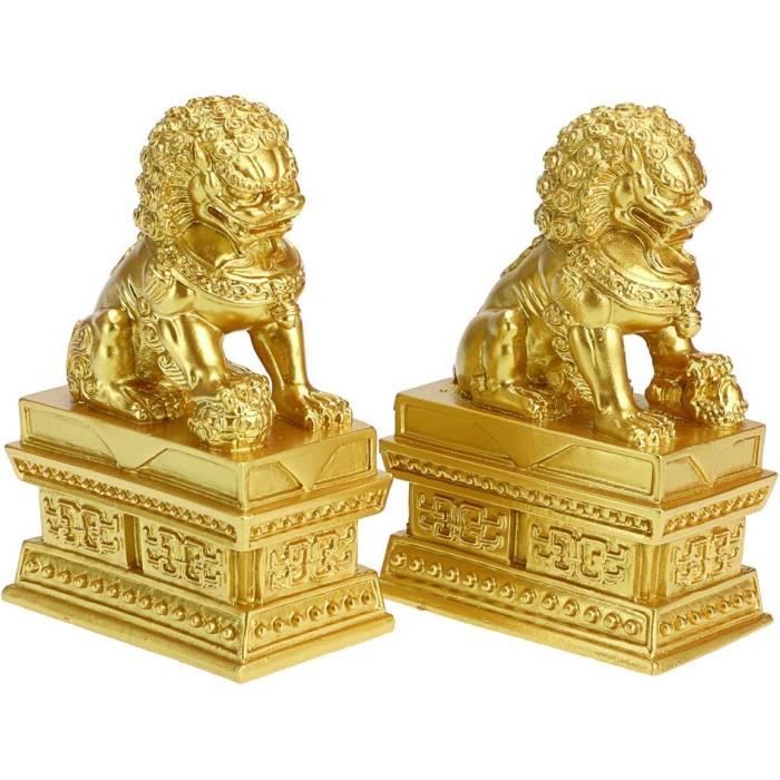Feng Shui Statue Lion Paire de Lions Gardiens Fu Foo Chiens pour Caisse