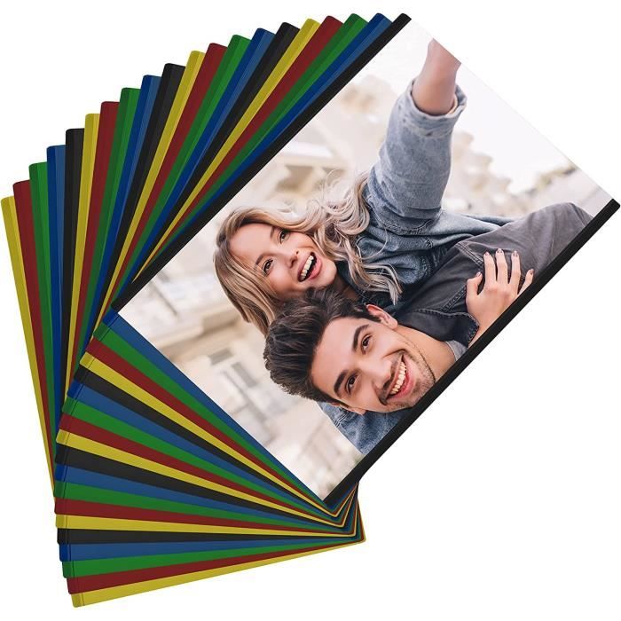 20 Cadres Photos Magnétiques Pour Frigo - 2 Tailles (9.3x6.3cm & 7.2x6.4cm) - Affichage Photos, Cartes, Notes - Noir