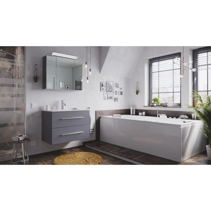 Ensemble De Sdb Firenze 80 2 Pieces En Anthracite Avec Armoire De