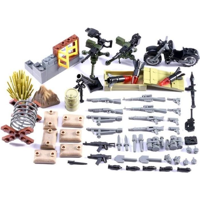 TRCS WW2 Kit d'armes militaires pour soldats SWAT police, 230 pièces, jeu  de tir militaire, scène de bataille avec 8 figurines compatibles avec Lego  : : Jouets