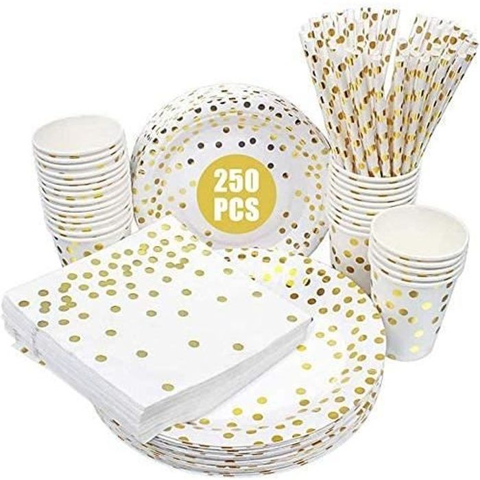 ZVK Assiettes de fête, 18cm Assiettes en papier jetables Lot de 50 Rose  avec feuille d'or Assiette à dessert Vaisselle de fête : : Cuisine  et Maison