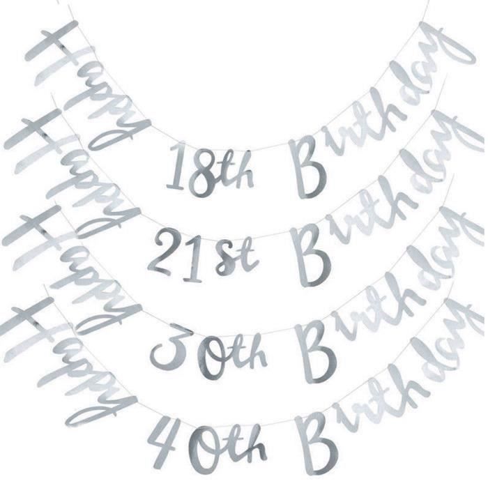 Tempsa 1 5m Joyeux Anniversaire Banniere Decoration Fete Anniversaire Accrocher Mur En Papier Argent 18ans Achat Vente Banderole Banniere Soldes Sur Cdiscount Des Le Janvier Cdiscount