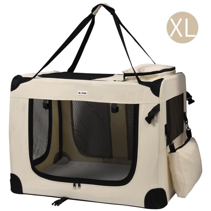 Mc Star Sac De Transport Cage Chien Pliable Pour Chat Pet Chien Leger Caisse Pour Voyage Voiture Boite Oxford Beige x58x58cm Cdiscount