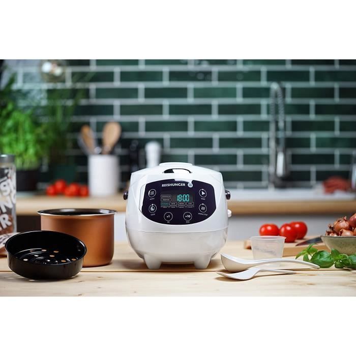 Mini Cuiseur à Riz Reishunger 0.6L Blanc - Cuiseur Vapeur Japonais Avec Maintien Au Chaud Et Bol Céramique Pour 1-3 Personnes