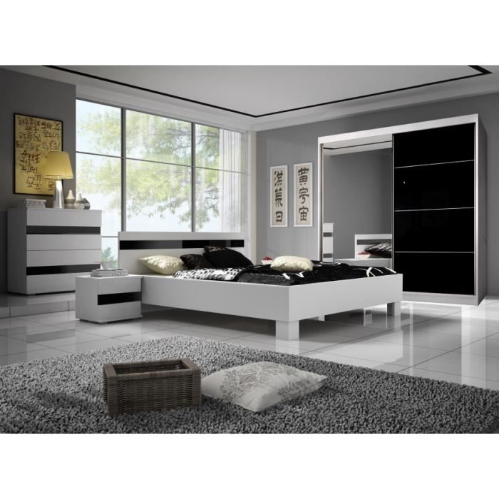 Chambre MIRANDA II 160x200 cm sans armoire - Lit, chevets, commode