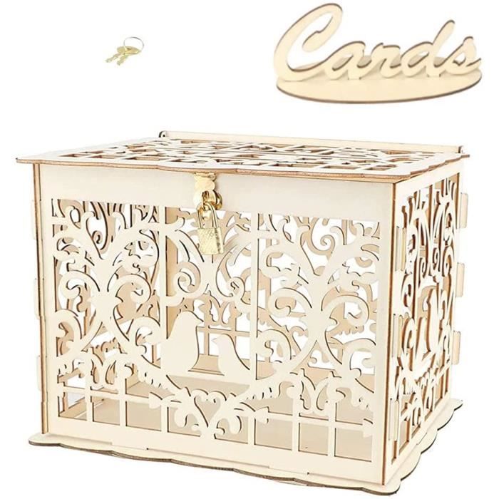 Boîte à Cartes De Mariage En Bois Avec Serrure – DIY à Peindre, Pour Réception, Anniversaire Et Cadeaux - 8
