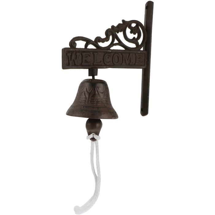 Sonnette Murale En Fer Forgé – Cloche De Porte Avec Coq Coloré – Décorative