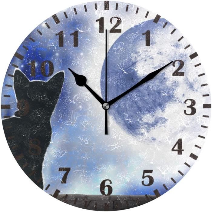 Grande Horloge Murale sans Bruit de tic-tac London Rétro Noir 50 cm