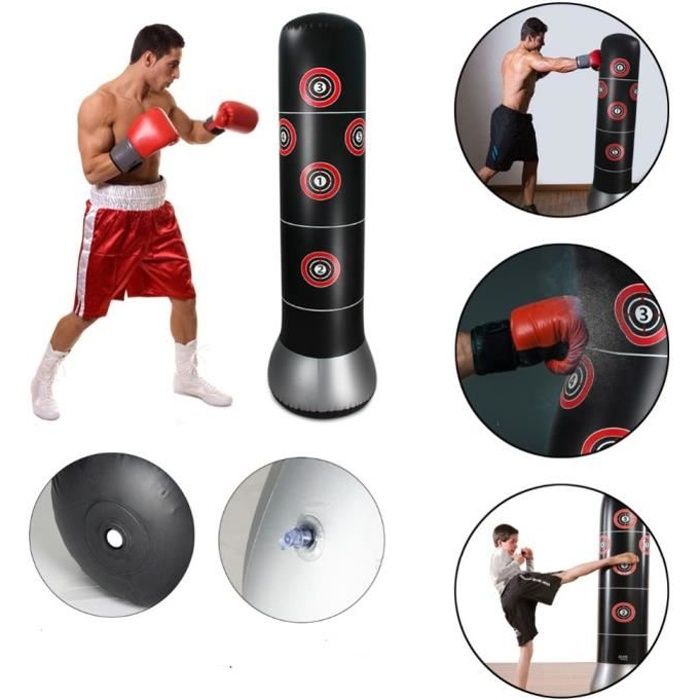 perfecti PVC Sac De Boxe Gonflable Sacs De Frappe Lourds Sac De Frappe Boxe sur Pied Punching Ball Gonflable pour Adulte Enfants Karat/é Fitness MMA