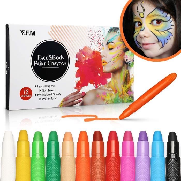Visage Peinture, 12 Couleurs Crayon Maquillage Enfant, Peinture Vis