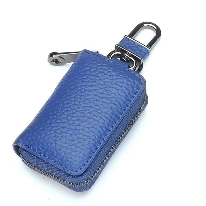 Bleu Porte clé pour clés de voiture, en cuir véritable, porte clé polyvalent pour femme de