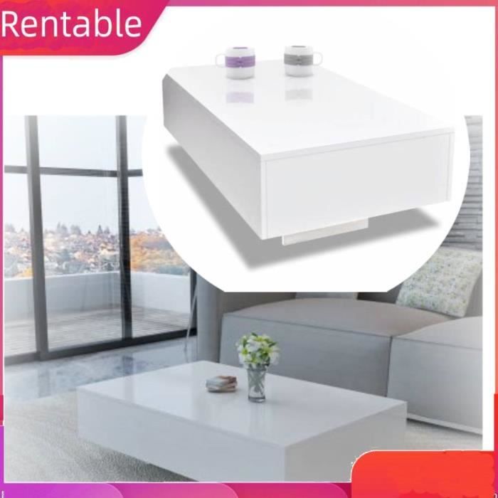 Table basse - Vogue LEC - Moderne rectangulaire - Haute brillance - Blanc