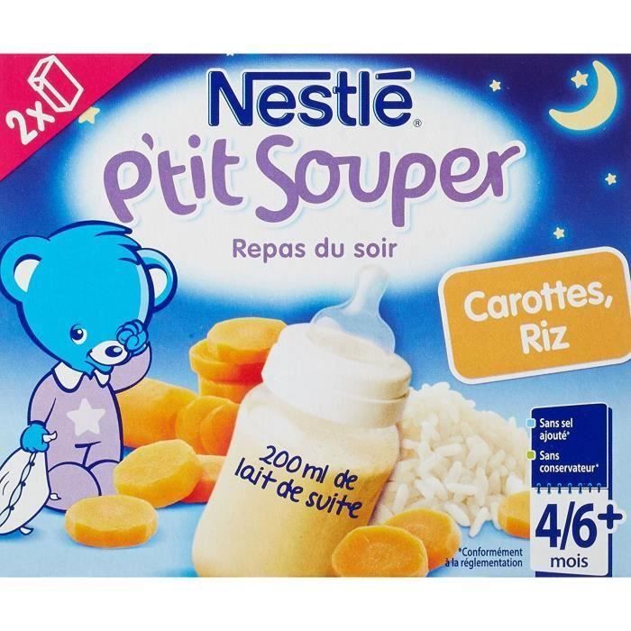 Nestle P Tit Souper Repas Du Soir Carottes Riz Avec Du Lait 2x250 Ml Des 4 6 Mois Lot De 3 Achat Vente Plats Cuisines Nestle P Tit Souper Repas Du