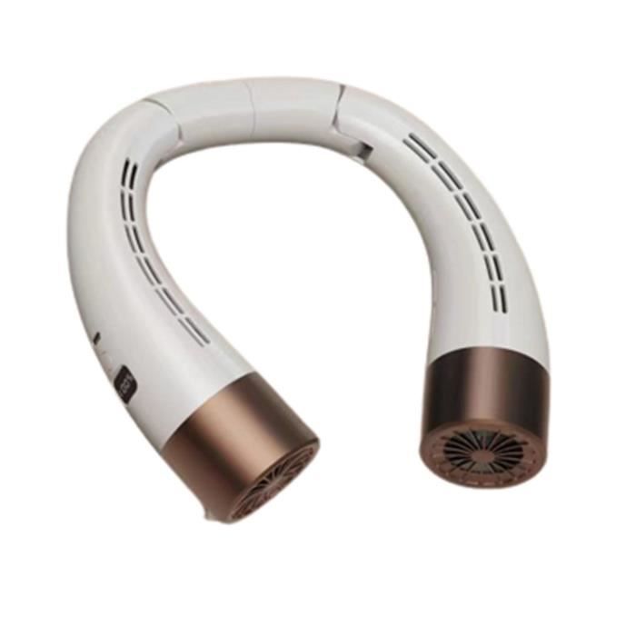 Ventilateur cou USB pliable silencieux blanc - Fraîcheur portable pour sport et bureau - Bytelike