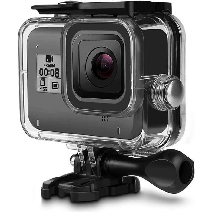 Boîtier de caméra de plongée Action 60m//196.85ft Verre Haute Transmission Coque de Protection de caméra PC pour Gopro Hero 8 boîtier de Protection étanche pour caméra de Sport