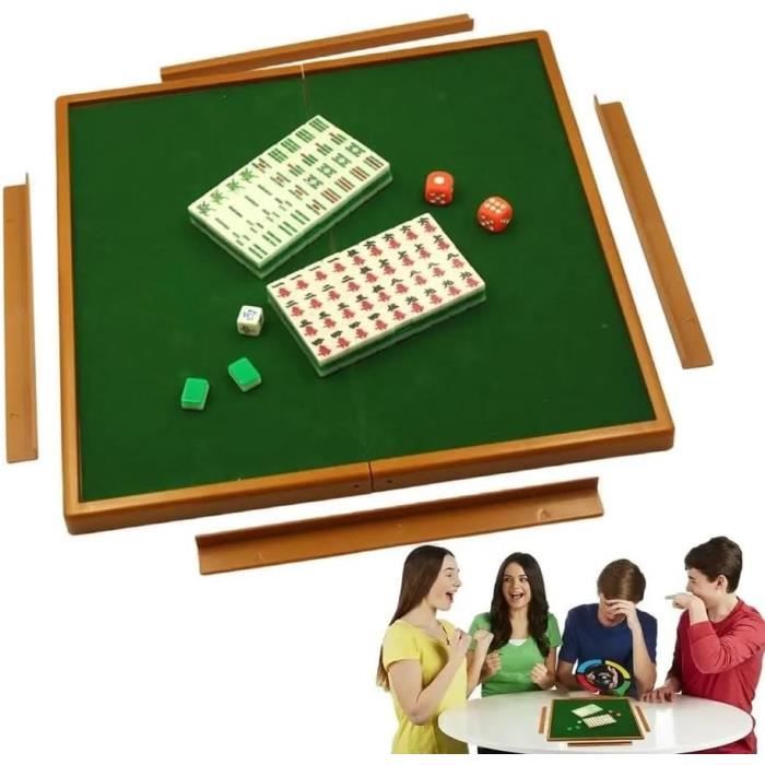 Mahjong Portable RATSTONE - Mini Jeu 1,5x1,1x0,8 Cm - Table Pliable Incluse - Voyage Et Fêtes