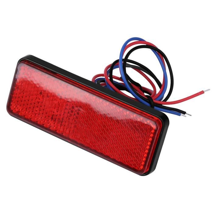 Dilwe Motorcycle Tail Brake Light, Tail Brake Light, Rectangle Reflector, Premium Plastic for