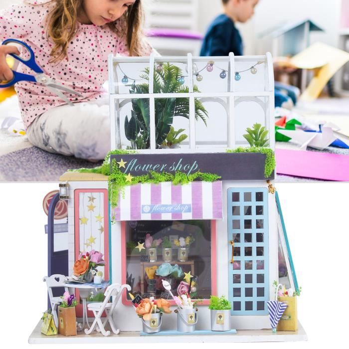 Modèle de magasin de fleurs bricolage DIY Fleuriste Modèle En Bois Créativité Assemblée