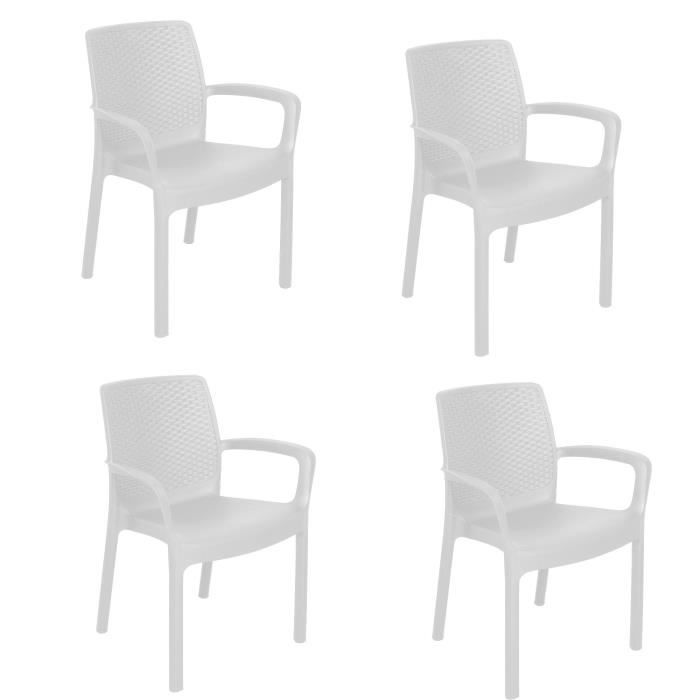 dmora chaise d’extérieur dnardin, ensemble de 4 chaise de jardin, chaise pour table à manger, 54x60h82 cm, blanc