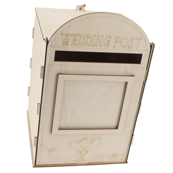 Boîte Aux Lettres De Mariage En Bois - Avec Clé - Décoration Rustique Pour Cartes Et Vœux - 33x20x20 Cm
