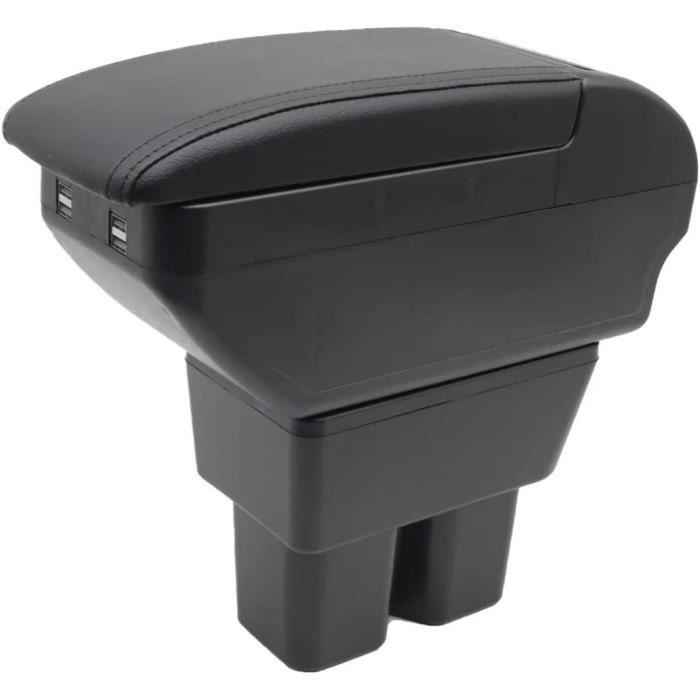 Acheter Accoudoir de voiture Double couche, Console centrale avant en cuir noir avec Ports USB de chargement pour Renault Captur