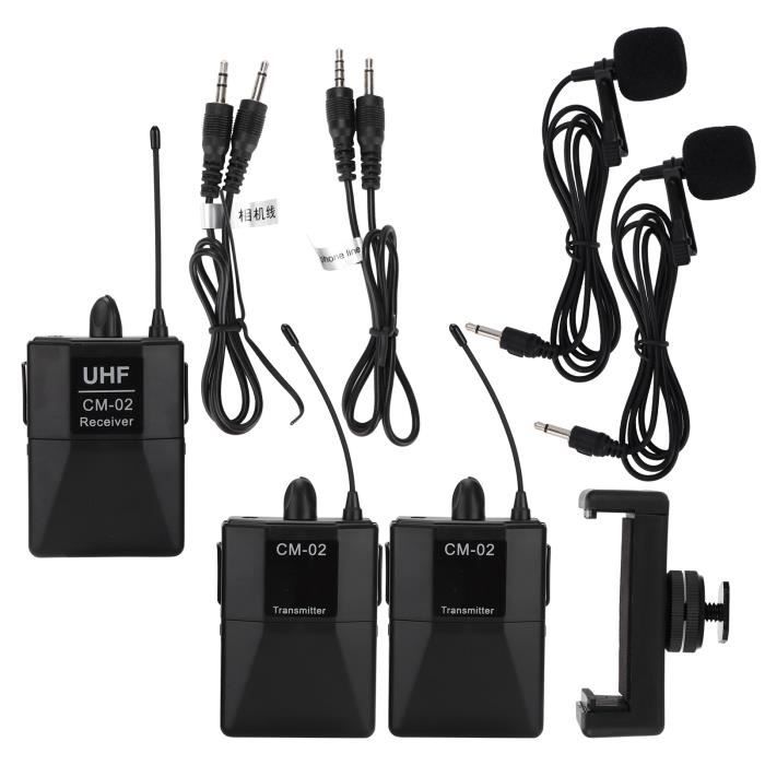 JIE Microphone Cravate Sans Fil Micro-Cravate Portable Flexible 16 Canaux Uhf Sans Fil 1 Pour 2 Pour Appareil Photo Camescope