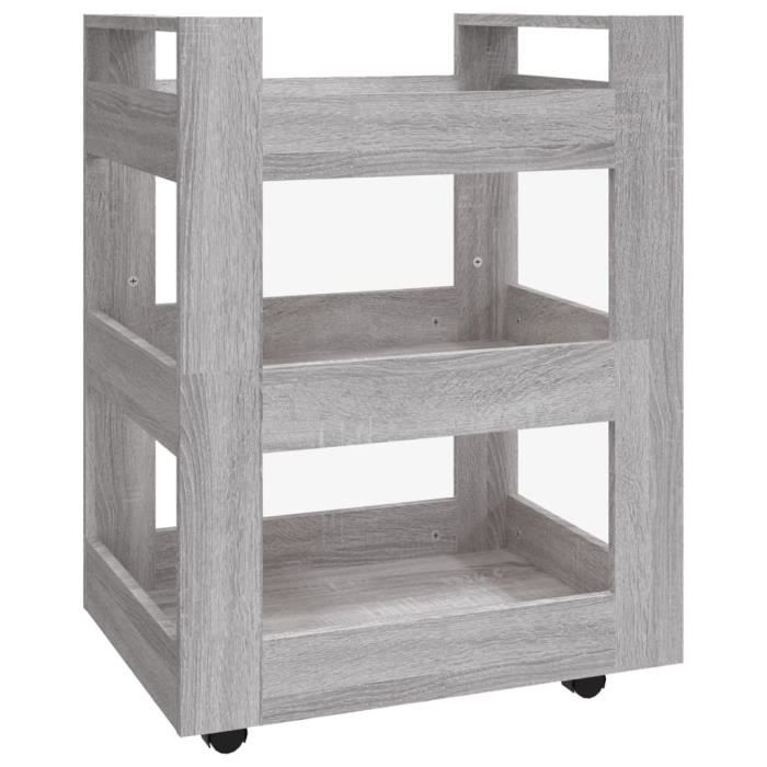 Chariot De Cuisine Noir 60x45x80 Cm – Bois D'ingénierie – Table îlot Roulant