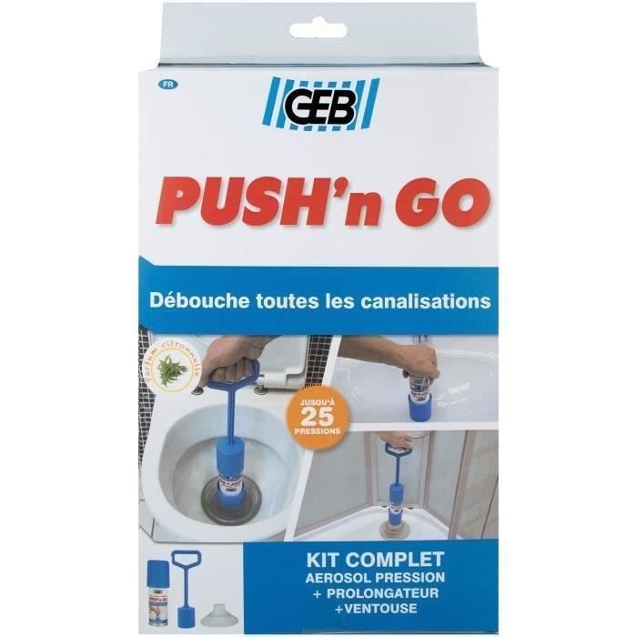 GEB Kit déboucheur Push n Go ventouse + prolongateur