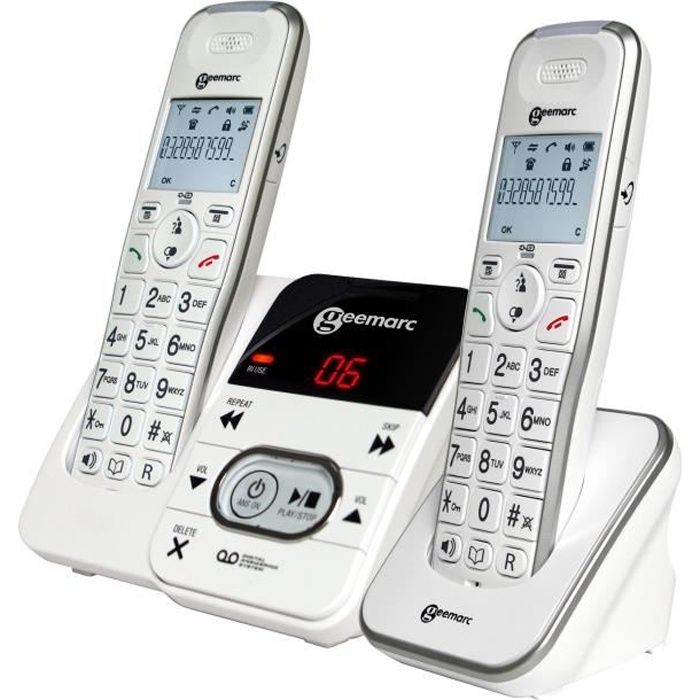 GEEMARC Téléphone fixe grosses touches sénior AMPLIDECT 295-2 (Duo - 2  Combinés) - Cdiscount Téléphonie
