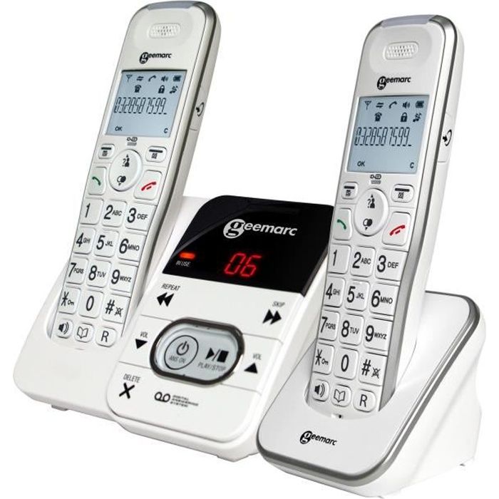 GEEMARC Téléphone fixe grosses touches sénior AMPLIDECT 295-2 (Duo - 2 Combinés)