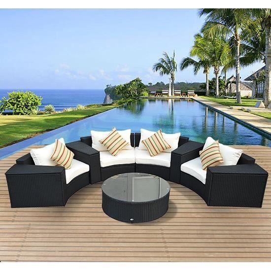 Ensemble Salon Jardin Modulable Ressine Tresse Rot Achat Vente